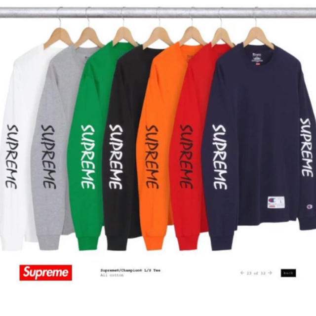 supreme×champion 袖ロンT Sサイズ