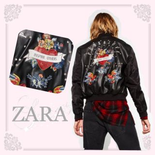 ザラ(ZARA)のsale!新品タグ付☆ZARAザラ☆スタッズ&刺繍入りボンバージャケット(ミリタリージャケット)