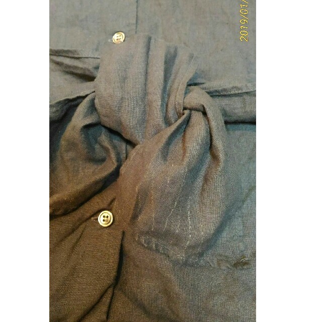 nest Robe(ネストローブ)のネストローブ リボン付きリネンブラウス ブラック レディースのトップス(シャツ/ブラウス(長袖/七分))の商品写真