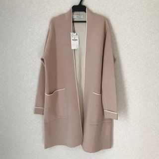 ザラ(ZARA)のZARA パイピング ニットコート ピンク S(ニットコート)