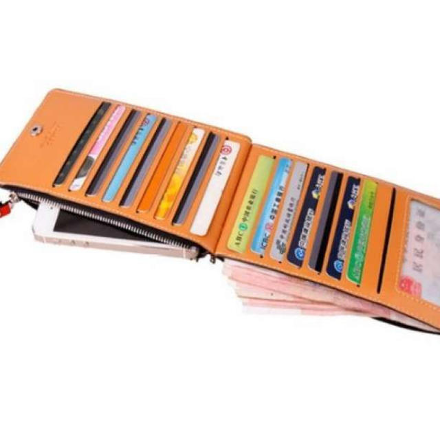 PU レザー カードケース ダブルファスナー レッド メンズのファッション小物(長財布)の商品写真