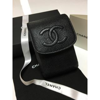 シャネル(CHANEL)の☆CHANEL シガレットケース/小物入れ キャビアスキン 黒 正規品  美品(タバコグッズ)