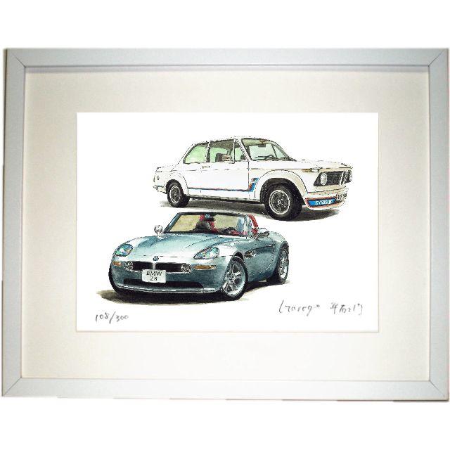 GC-1078 BMW 2002/Z8限定版画直筆サイン額装●作家平右ヱ門美術品/アンティーク