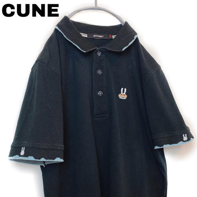 CUNE - CUNE キューン うさぎ ワンポイント ポロシャツ 黒 襟 の通販 by 古着shop｜キューンならラクマ