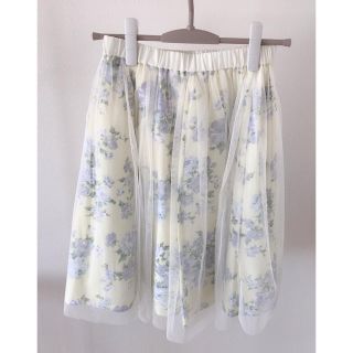 ジルバイジルスチュアート(JILL by JILLSTUART)の花柄レースチュールスカート (ひざ丈スカート)