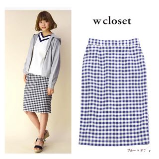 ダブルクローゼット(w closet)の新品定価5,292円♡ダブルクローゼット♡ギンガムチェックスカート(ひざ丈スカート)