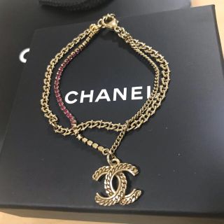 シャネル(CHANEL)のCHANEL シャネル ブレスレット ゴールド ピンク ストーン 刻印あり(ブレスレット/バングル)