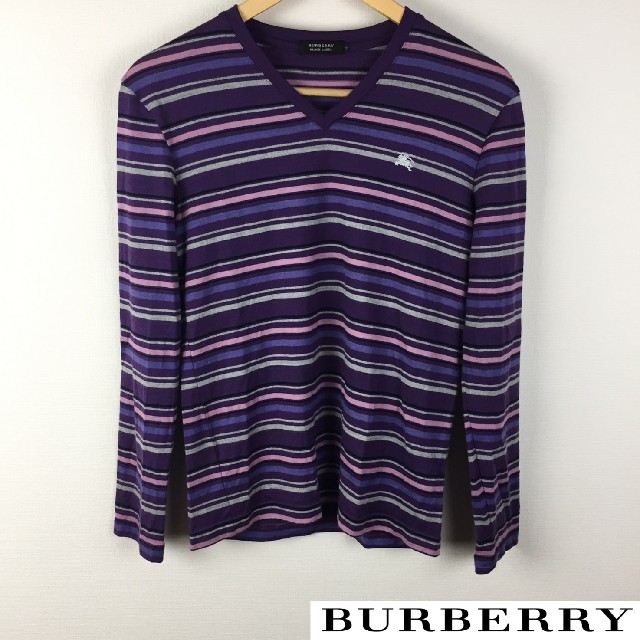 BURBERRY BLACK LABEL(バーバリーブラックレーベル)の美品 BURBERRY BLACK LABEL 長袖カットソー ボーダー メンズのトップス(Tシャツ/カットソー(七分/長袖))の商品写真