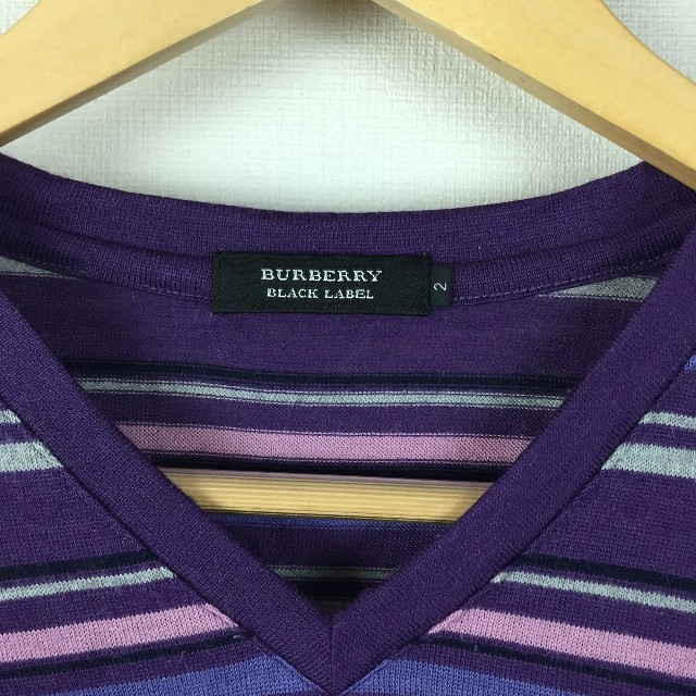 BURBERRY BLACK LABEL(バーバリーブラックレーベル)の美品 BURBERRY BLACK LABEL 長袖カットソー ボーダー メンズのトップス(Tシャツ/カットソー(七分/長袖))の商品写真