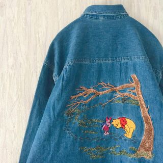 ディズニー(Disney)のused 古着 vintage くまのプーさん 刺繍 デニムシャツ ディズニー(シャツ/ブラウス(長袖/七分))