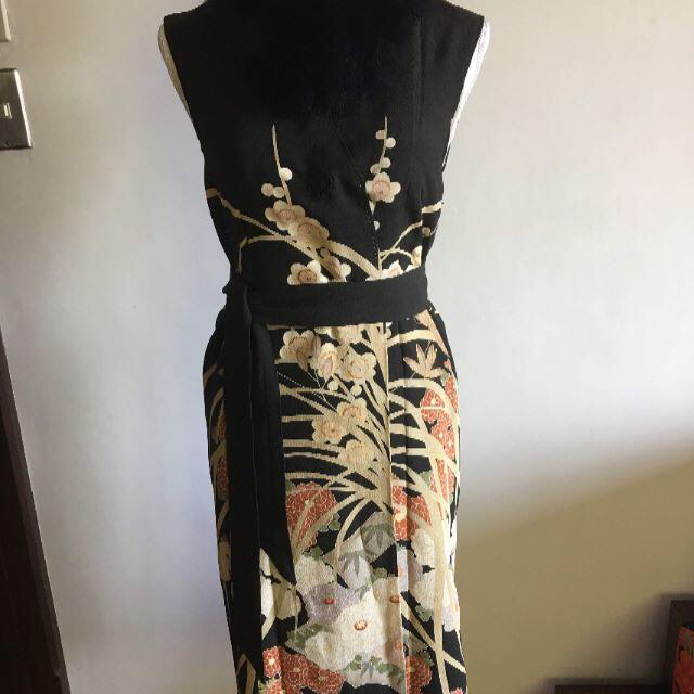 着物リメイク ワンピースドレス レディースのフォーマル/ドレス(ミディアムドレス)の商品写真