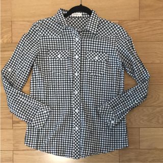 シマムラ(しまむら)の【美品】しまむら 黒 ギンガムチェックシャツ(シャツ/ブラウス(長袖/七分))