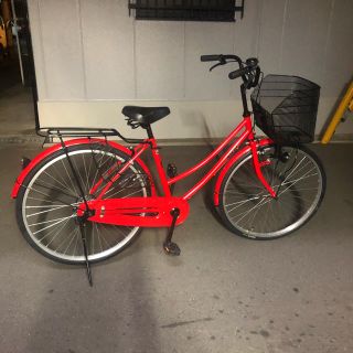 26インチ ママチャリ  レッド  大型メッシュカゴ  美品(自転車本体)