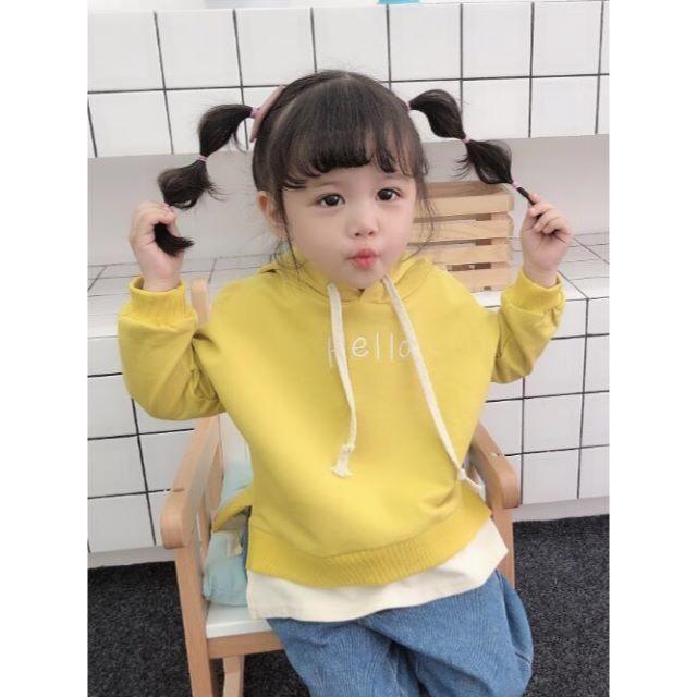 ZARA KIDS(ザラキッズ)の裾シャツデザインパーカー　イエロー　80 キッズ/ベビー/マタニティのベビー服(~85cm)(トレーナー)の商品写真