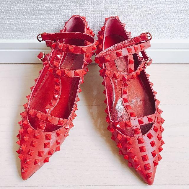 VALENTINO↓値下げヴァレンティノ ロックスタッズ フラット パンプス