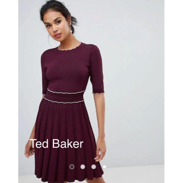 TED BAKER(テッドベイカー)のTed Baker ボルドー ニットワンピース  美品 テッドベイカー レディースのワンピース(ひざ丈ワンピース)の商品写真