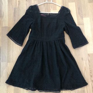 ドーリーガールバイアナスイ(DOLLY GIRL BY ANNA SUI)の美品！DOLLY GIRL（ANNA SUI）ブラックワンピース２(ミニワンピース)