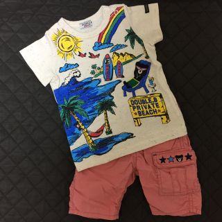 ミキハウス(mikihouse)のバンズ様専用【美品】ダブルビー リゾートTシャツ、ハーフパンツ（80）(Ｔシャツ)