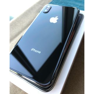 アップル(Apple)のiPhone X SIMフリー 256GB スペースグレイ 中古美品 おまけつき(スマートフォン本体)