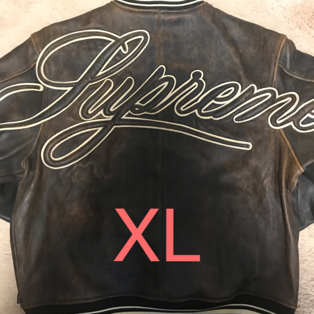 Supreme - Supreme Leather Varsity Jacket BLACK XL