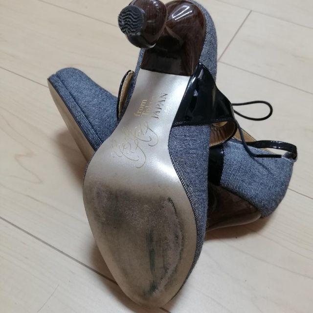 ちゃけちょけ　ひげデニムパンプス　グレー レディースの靴/シューズ(ハイヒール/パンプス)の商品写真