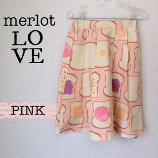 メルロー(merlot)のメルロー しょくぱん柄スカート ピンク(ひざ丈スカート)