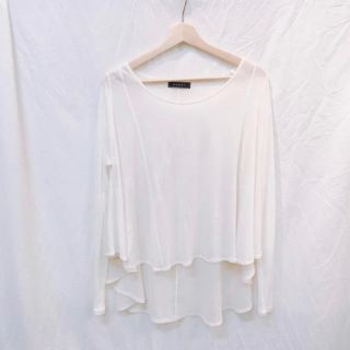 ボルニー(BORNY)のBORNY ボルニー 異素材ロンT シフォンロンT オフホワイト 美品(Tシャツ/カットソー(七分/長袖))