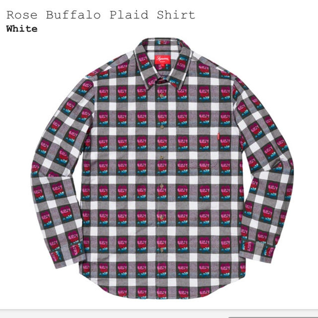 M 白 supreme rose buffalo plaid shirt バラ