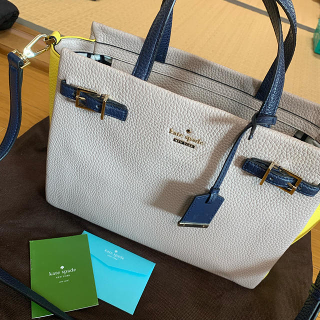 kate spade バイカラー イエロー グレージュ バッグ