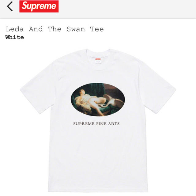 SUPREME Leda And The Swan Tee White Sサイズ