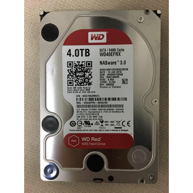 WD 内蔵HDD 3.5インチ RED 4TB ウエスタンデジタルのサムネイル