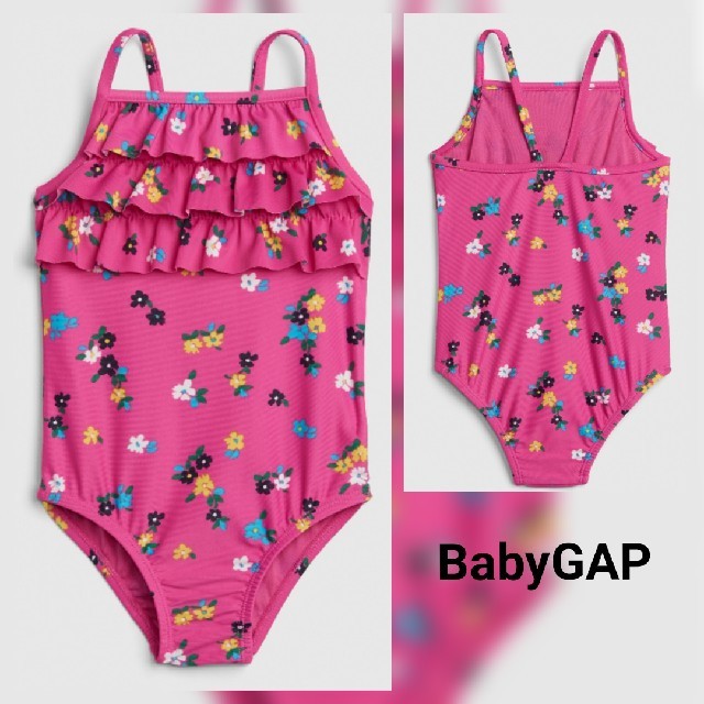 babyGAP(ベビーギャップ)の80 フリル×花柄　水着　ワンピース キッズ/ベビー/マタニティのベビー服(~85cm)(水着)の商品写真