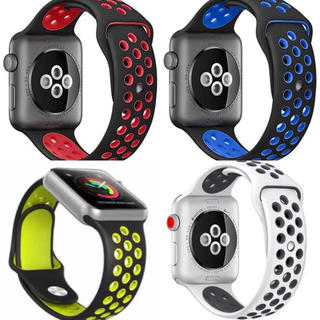 人気スポーツバンド (Apple Watch 42mm, ブラック+ブルー) (腕時計(デジタル))