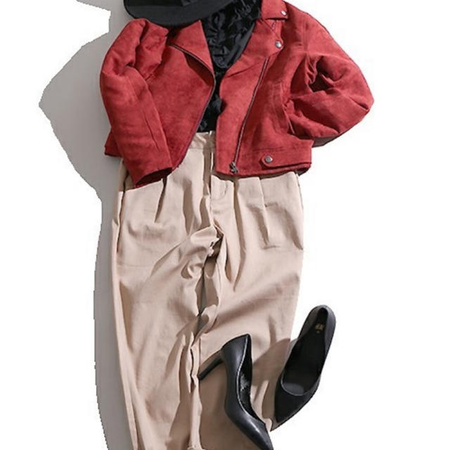 WEGO(ウィゴー)のライダースジャケット 赤 L レディースのジャケット/アウター(ライダースジャケット)の商品写真