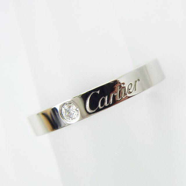 Cartier(カルティエ)のカルティエ PT950 エングレーブド 1Pダイヤリング 11号[f382-3］ レディースのアクセサリー(リング(指輪))の商品写真