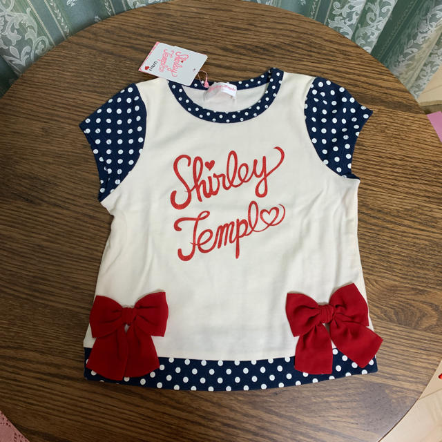 Shirley Temple(シャーリーテンプル)のシャーリーテンプル Tシャツ ドットリボン キッズ/ベビー/マタニティのキッズ服女の子用(90cm~)(Tシャツ/カットソー)の商品写真