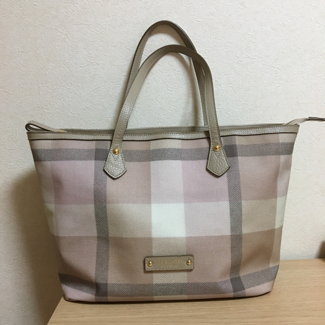 美品ブルーレーベルクレストブリッジPVCトートバッグ レディース