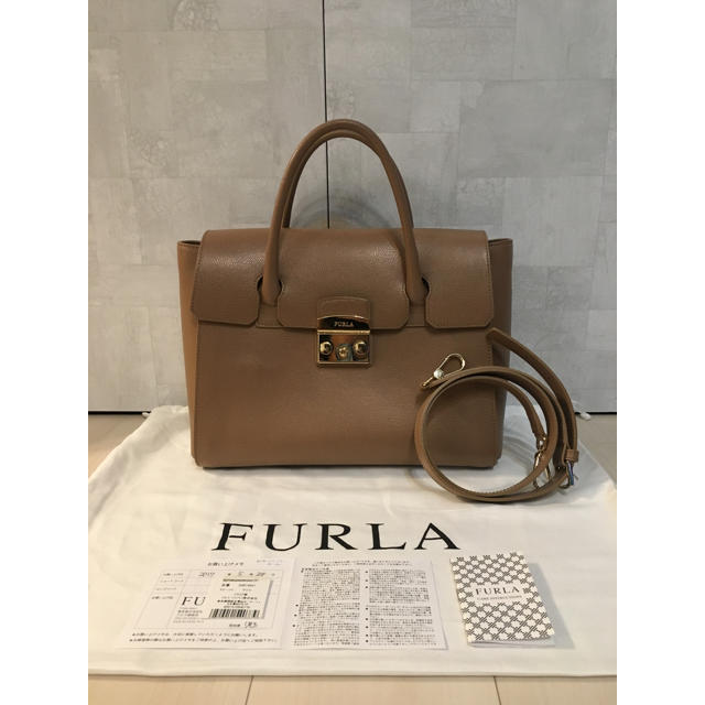 【美品】フルラ FURLA メトロポリスサッチェル ハンドバッグ レディース 茶