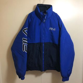 フィラ(FILA)の美品 90s FILA フィラ ビッグロゴ 中綿 ジャケット M(ナイロンジャケット)