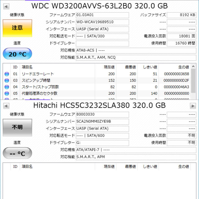 値下げ HDD 内蔵 3.5インチ 500GB×3 320GB×3 スマホ/家電/カメラのPC/タブレット(PCパーツ)の商品写真