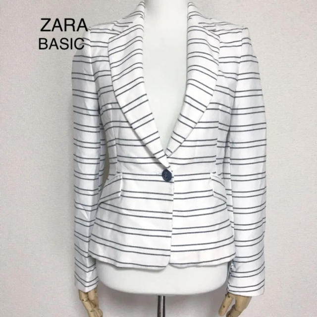 ZARA(ザラ)のZARA BASIC いかりボタン ボーダー ジャケット レディースのジャケット/アウター(テーラードジャケット)の商品写真