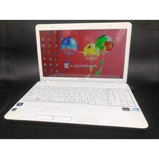 トウシバ(東芝)のおしゃれなホワイトのノートパソコン Windows7 東芝 オフィス2007(ノートPC)