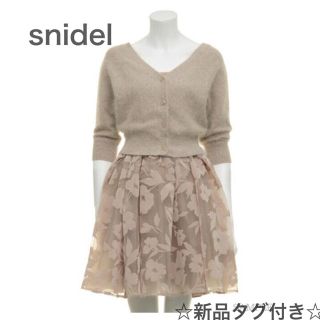 スナイデル(SNIDEL)の‼︎新品タグ付き‼︎ snidel フロッキー花柄オーガンジーコンビワンピース(ひざ丈ワンピース)