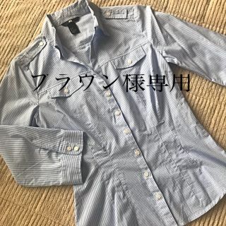 エイチアンドエム(H&M)のH&M 七分袖シャツ  ブルーと白のストライプ(シャツ/ブラウス(長袖/七分))