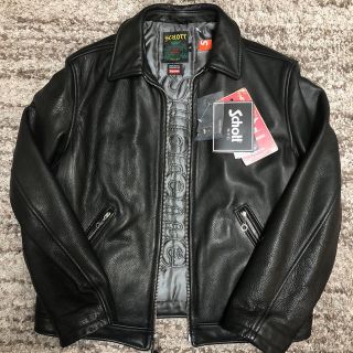 黒 S 17SS Supreme Schott Leather Jacket