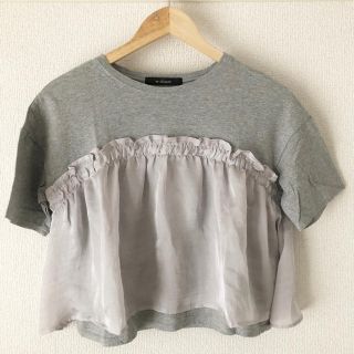 ダブルクローゼット(w closet)の【超美品】w closet 切り替えシフォン Tシャツ 半袖 トップス(Tシャツ(半袖/袖なし))