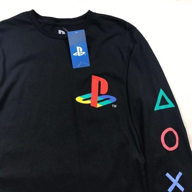 PlayStation(プレイステーション)のプレイステーション オフィシャル 袖ロゴ ロンT【L】黒 新品 180613 メンズのトップス(Tシャツ/カットソー(七分/長袖))の商品写真