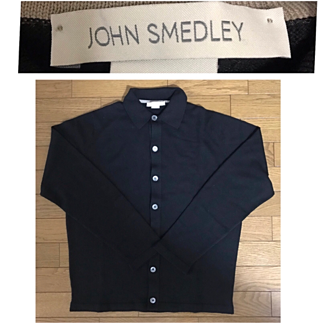 JOHN SMEDLEY(ジョンスメドレー)のジョンスメドレー JOHN SMEDLEY 襟付きカーディガン ブラック メンズのトップス(カーディガン)の商品写真