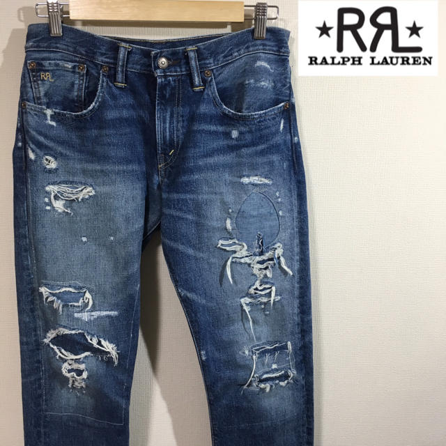 RRL(ダブルアールエル)のRRL ダブルアールエル ダメージデニム デニム ジーパン Gパン アメカジ メンズのパンツ(デニム/ジーンズ)の商品写真