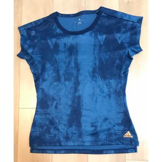 アディダス(adidas)のアディダスadidas テニスウェア 総柄Tシャツ ブルー レディースL(ウェア)